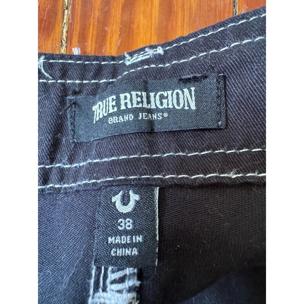 True Religion Mens Black Cargo Pants Size 38 Straight Leg